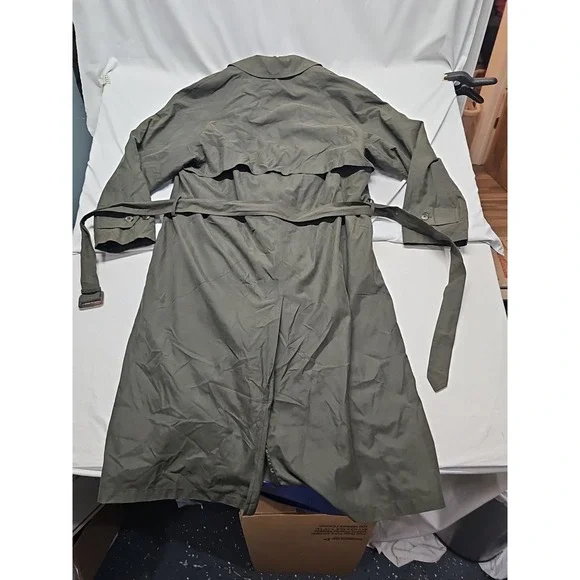 Vtg Nautica Trench Coat Mens 40T Pewter Double Breasted Lined Preppy Retro - Picture 16 of 16